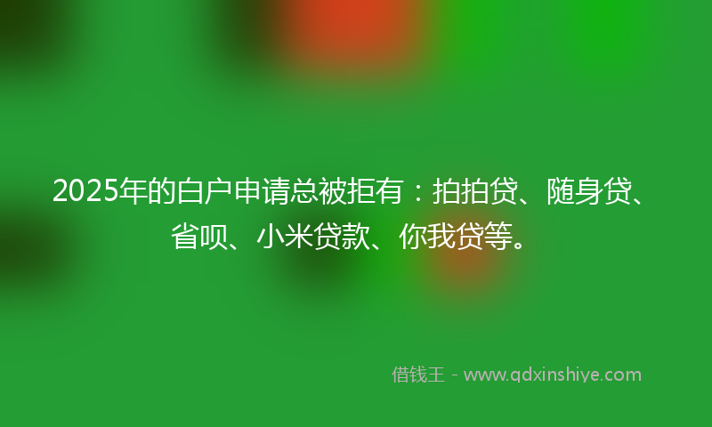 2025年的白户申请总被拒有：拍拍贷、随身贷、省呗、小米贷款、你我贷等。