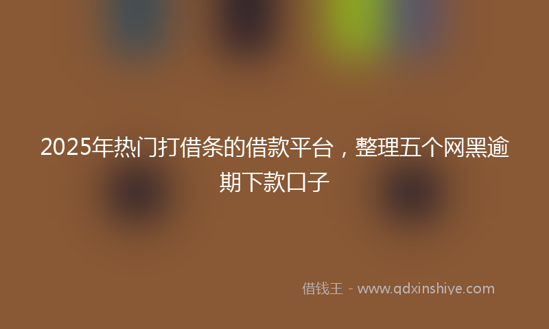 2025年热门打借条的借款平台，整理五个网黑逾期下款口子