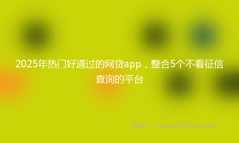 2025年热门好通过的网贷app，整合5个不看征信查询的平台