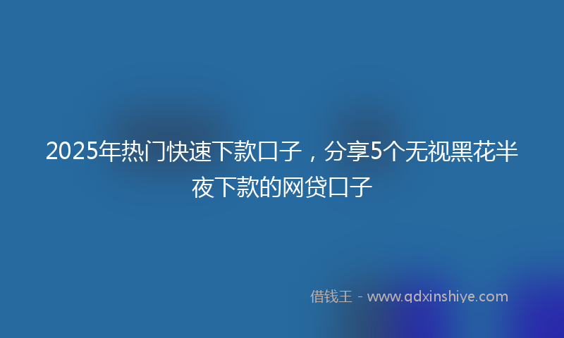 2025年热门快速下款口子，分享5个无视黑花半夜下款的网贷口子