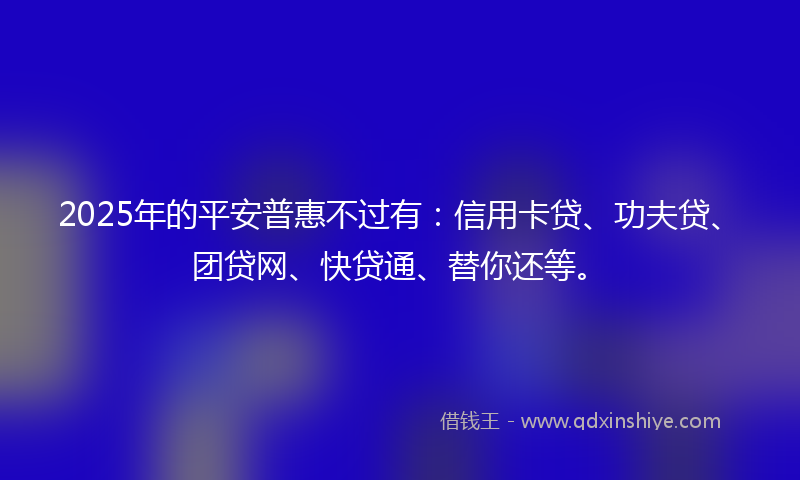 2025年的平安普惠不过有：信用卡贷、功夫贷、团贷网、快贷通、替你还等。