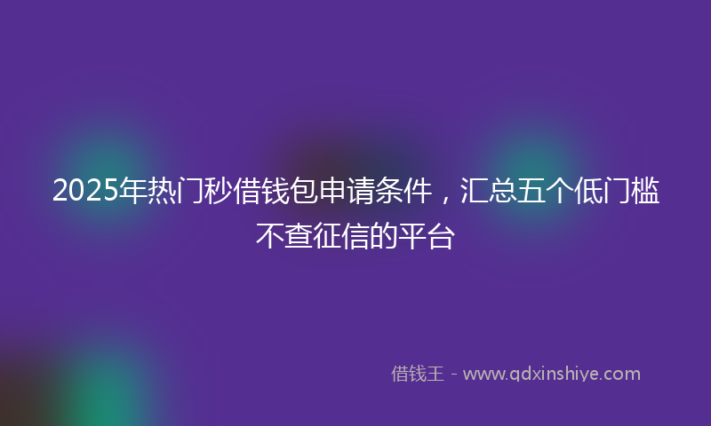 2025年热门秒借钱包申请条件，汇总五个低门槛不查征信的平台