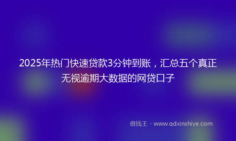 2025年热门快速贷款3分钟到账，汇总五个真正无视逾期大数据的网贷口子