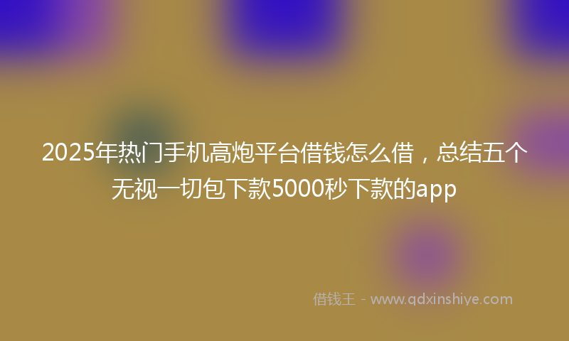 2025年热门手机高炮平台借钱怎么借，总结五个无视一切包下款5000秒下款的app