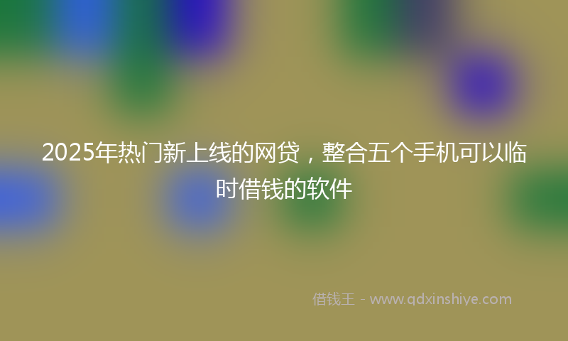 2025年热门新上线的网贷，整合五个手机可以临时借钱的软件