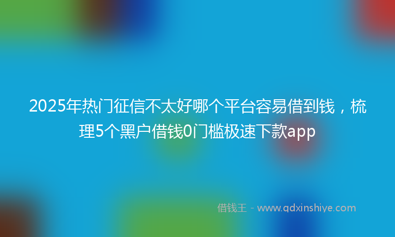 2025年热门征信不太好哪个平台容易借到钱，梳理5个黑户借钱0门槛极速下款app