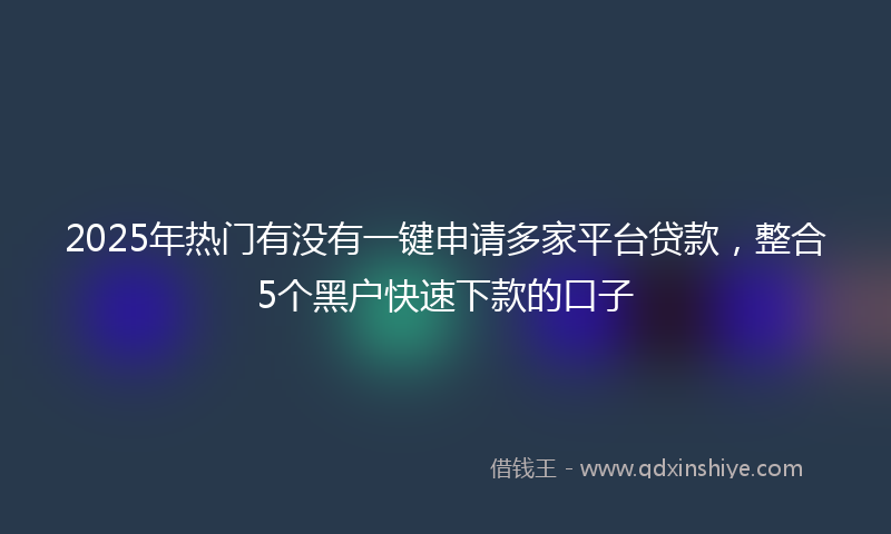 2025年热门有没有一键申请多家平台贷款，整合5个黑户快速下款的口子