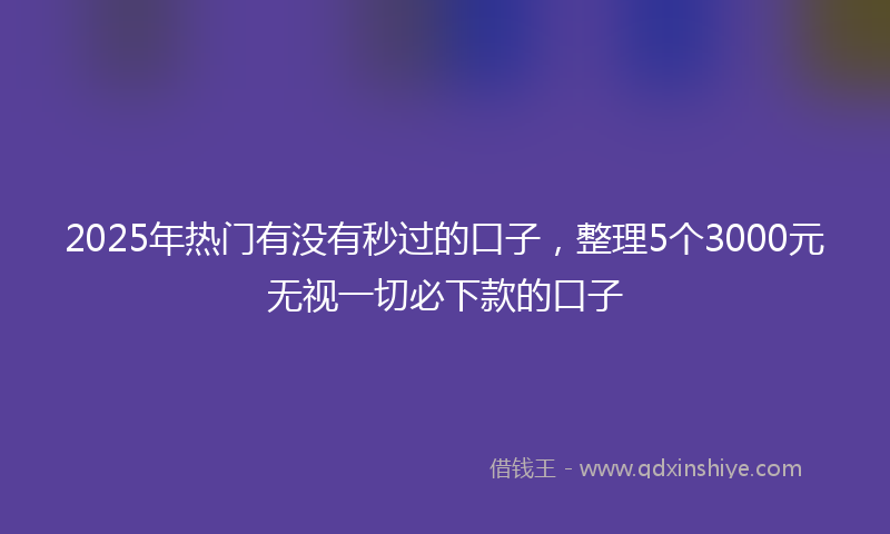 2025年热门有没有秒过的口子，整理5个3000元无视一切必下款的口子