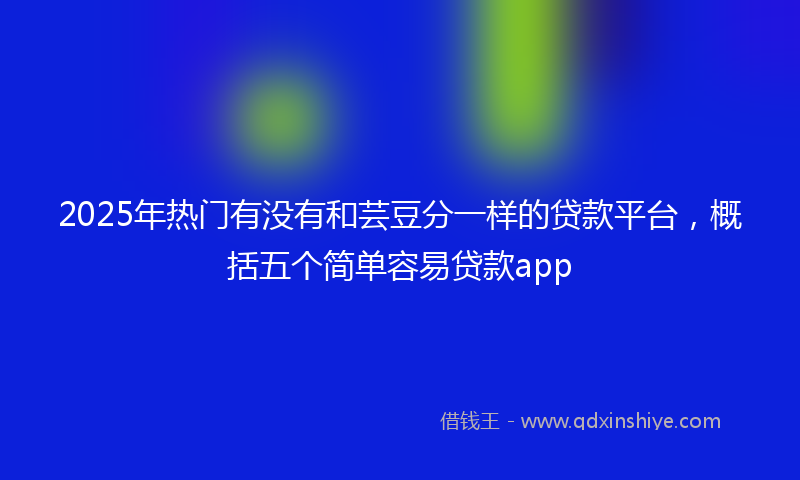 2025年热门有没有和芸豆分一样的贷款平台，概括五个简单容易贷款app