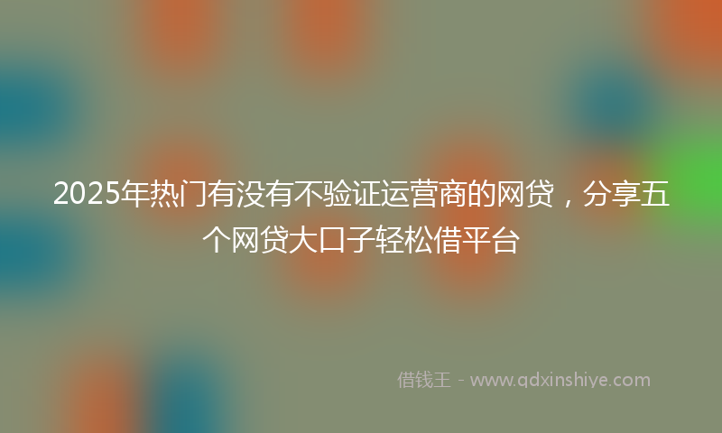 2025年热门有没有不验证运营商的网贷，分享五个网贷大口子轻松借平台