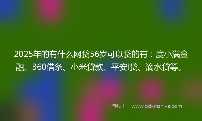 2025年的有什么网贷56岁可以贷的有：度小满金融、360借条、小米贷款、平安i贷、滴水贷等。