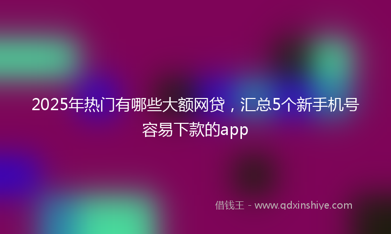 2025年热门有哪些大额网贷，汇总5个新手机号容易下款的app