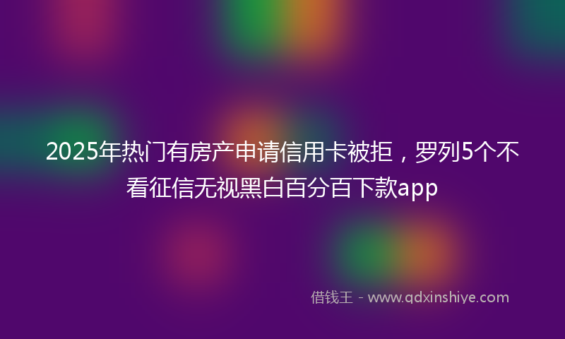 2025年热门有房产申请信用卡被拒，罗列5个不看征信无视黑白百分百下款app