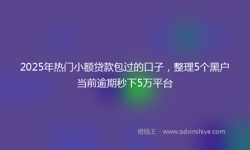 2025年热门小额贷款包过的口子，整理5个黑户当前逾期秒下5万平台