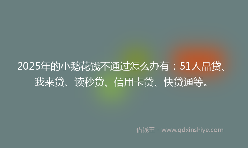 2025年的小鹅花钱不通过怎么办有：51人品贷、我来贷、读秒贷、信用卡贷、快贷通等。