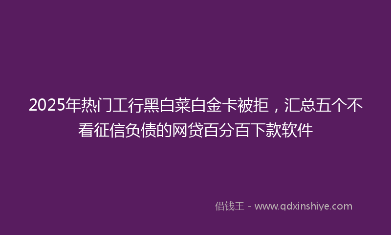 2025年热门工行黑白菜白金卡被拒，汇总五个不看征信负债的网贷百分百下款软件