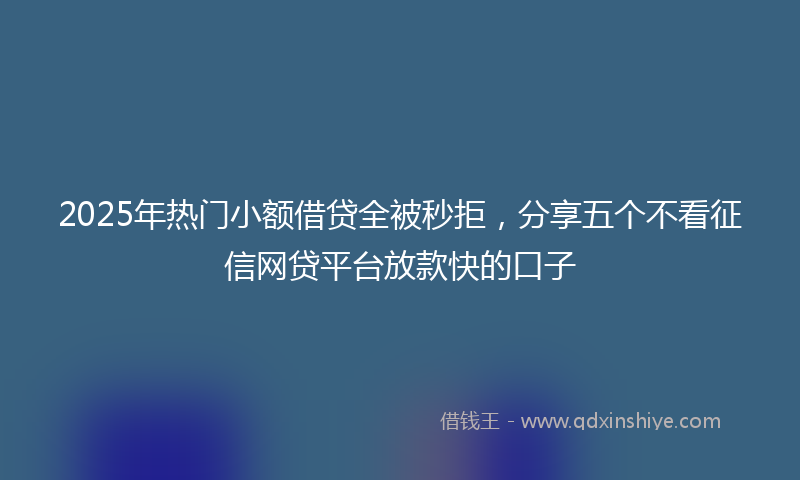 2025年热门小额借贷全被秒拒，分享五个不看征信网贷平台放款快的口子