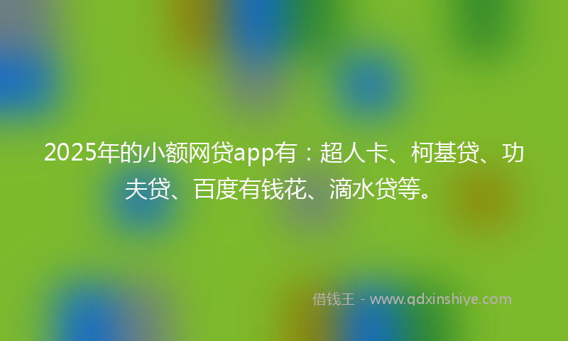 2025年的小额网贷app有：超人卡、柯基贷、功夫贷、百度有钱花、滴水贷等。