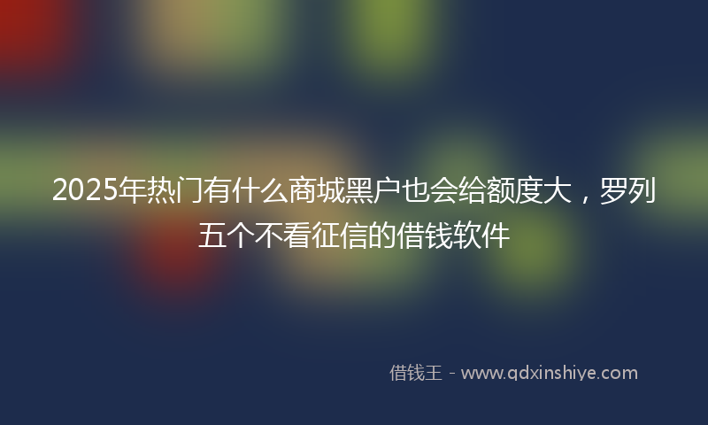 2025年热门有什么商城黑户也会给额度大，罗列五个不看征信的借钱软件