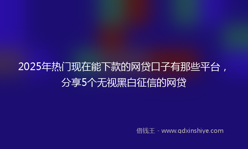 2025年热门现在能下款的网贷口子有那些平台，分享5个无视黑白征信的网贷