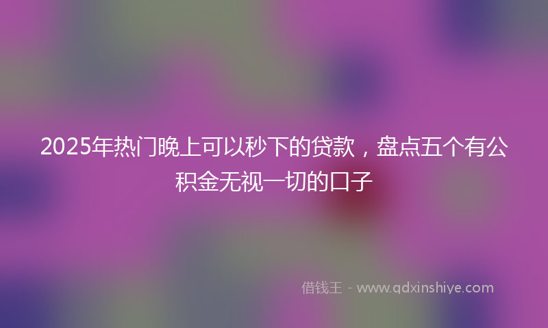 2025年热门晚上可以秒下的贷款，盘点五个有公积金无视一切的口子
