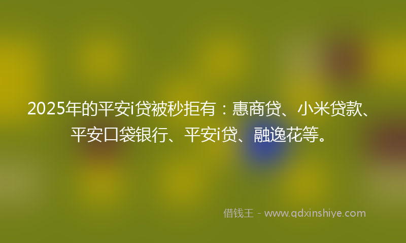 2025年的平安i贷被秒拒有：惠商贷、小米贷款、平安口袋银行、平安i贷、融逸花等。