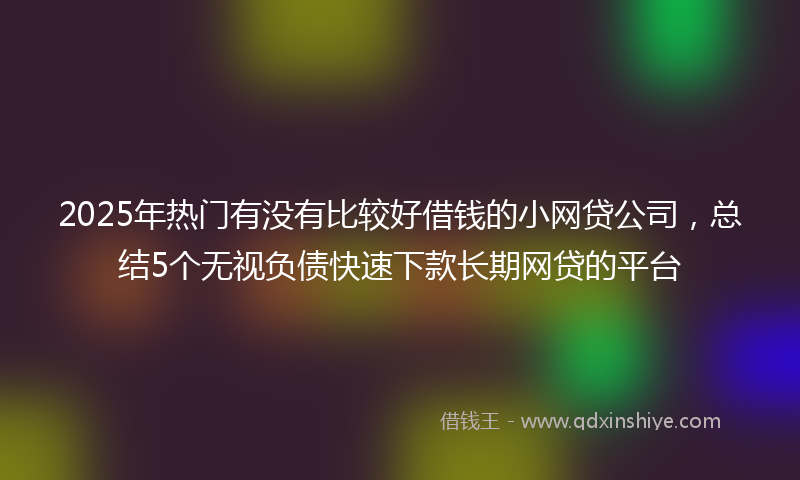 2025年热门有没有比较好借钱的小网贷公司，总结5个无视负债快速下款长期网贷的平台
