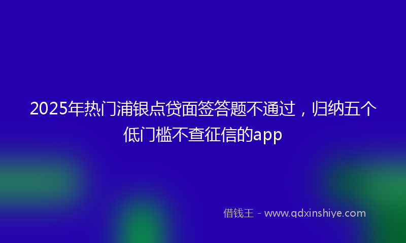 2025年热门浦银点贷面签答题不通过，归纳五个低门槛不查征信的app