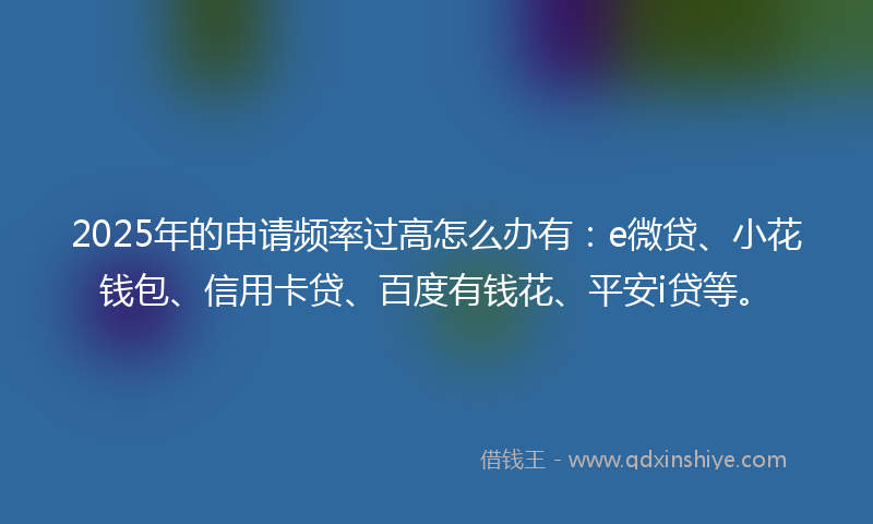 2025年的申请频率过高怎么办有：e微贷、小花钱包、信用卡贷、百度有钱花、平安i贷等。