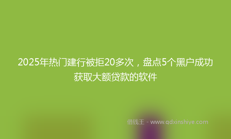 2025年热门建行被拒20多次，盘点5个黑户成功获取大额贷款的软件