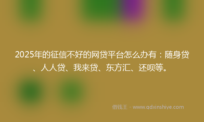 2025年的征信不好的网贷平台怎么办有：随身贷、人人贷、我来贷、东方汇、还呗等。