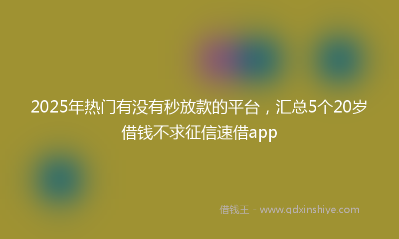 2025年热门有没有秒放款的平台，汇总5个20岁借钱不求征信速借app