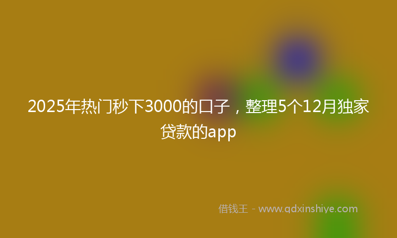2025年热门秒下3000的口子，整理5个12月独家贷款的app