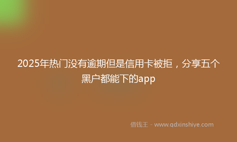2025年热门没有逾期但是信用卡被拒，分享五个黑户都能下的app