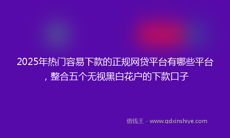 2025年热门容易下款的正规网贷平台有哪些平台，整合五个无视黑白花户的下款口子