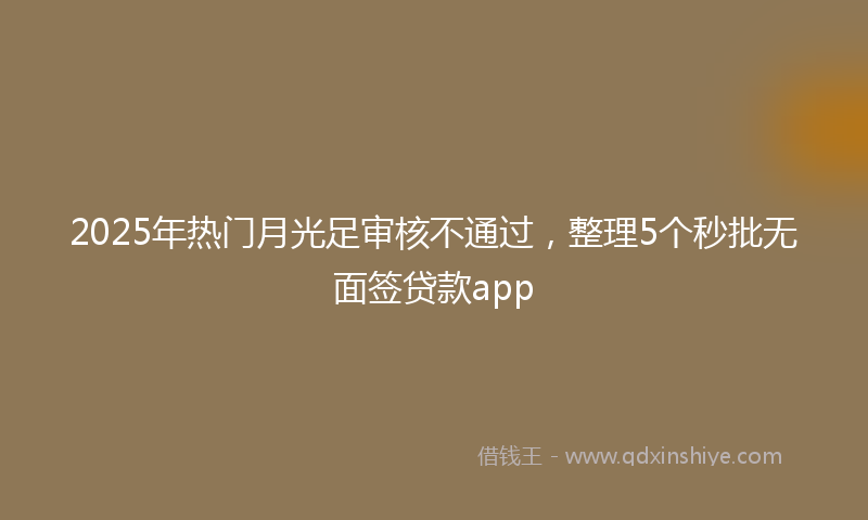2025年热门月光足审核不通过，整理5个秒批无面签贷款app