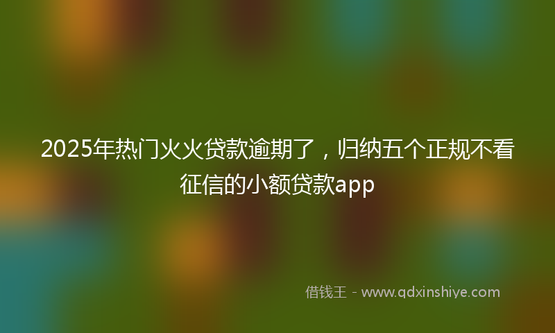 2025年热门火火贷款逾期了，归纳五个正规不看征信的小额贷款app