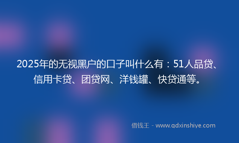 2025年的无视黑户的口子叫什么有：51人品贷、信用卡贷、团贷网、洋钱罐、快贷通等。