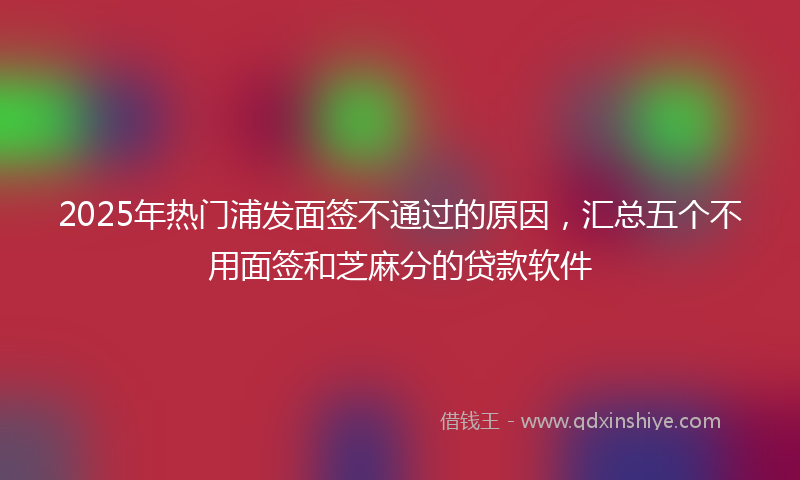 2025年热门浦发面签不通过的原因，汇总五个不用面签和芝麻分的贷款软件