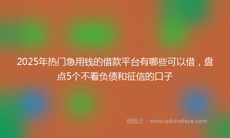 2025年热门急用钱的借款平台有哪些可以借，盘点5个不看负债和征信的口子