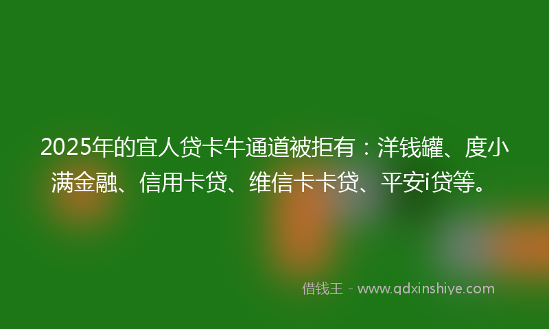 2025年的宜人贷卡牛通道被拒有：洋钱罐、度小满金融、信用卡贷、维信卡卡贷、平安i贷等。