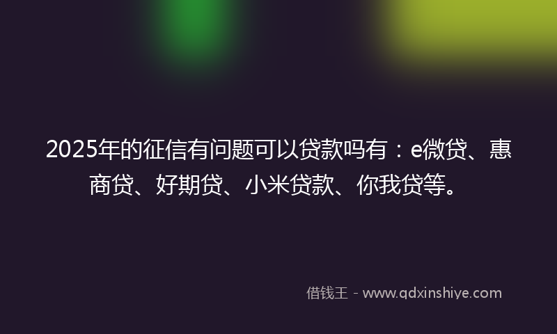 2025年的征信有问题可以贷款吗有：e微贷、惠商贷、好期贷、小米贷款、你我贷等。