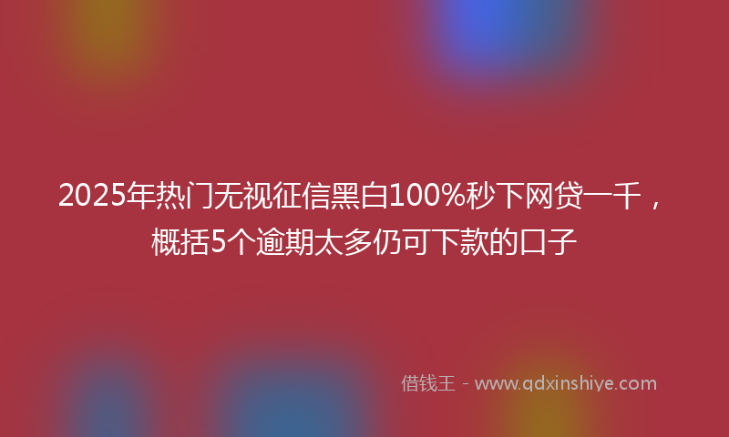 2025年热门无视征信黑白100%秒下网贷一千，概括5个逾期太多仍可下款的口子