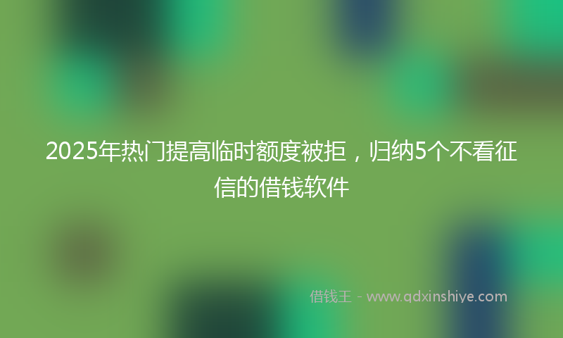 2025年热门提高临时额度被拒，归纳5个不看征信的借钱软件
