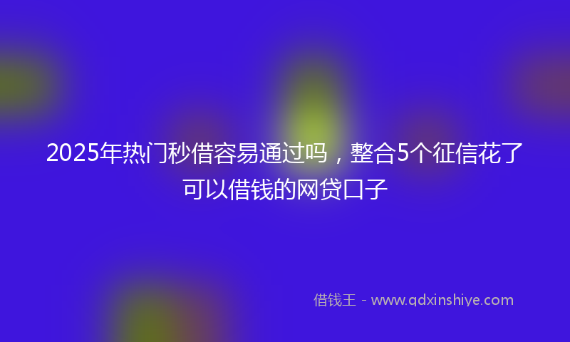 2025年热门秒借容易通过吗，整合5个征信花了可以借钱的网贷口子