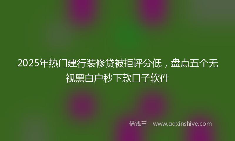 2025年热门建行装修贷被拒评分低，盘点五个无视黑白户秒下款口子软件