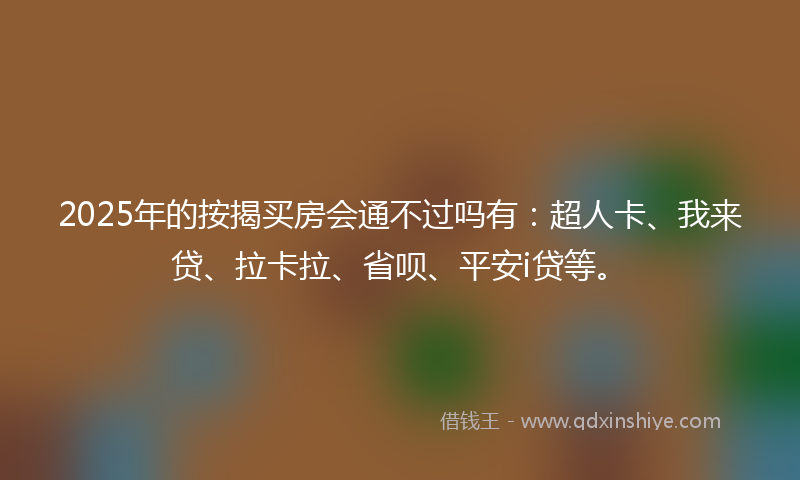 2025年的按揭买房会通不过吗有：超人卡、我来贷、拉卡拉、省呗、平安i贷等。