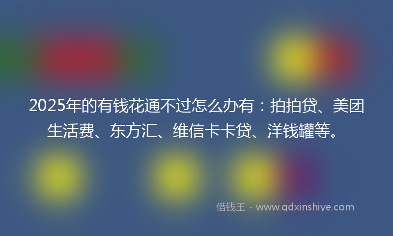 2025年的有钱花通不过怎么办有：拍拍贷、美团生活费、东方汇、维信卡卡贷、洋钱罐等。