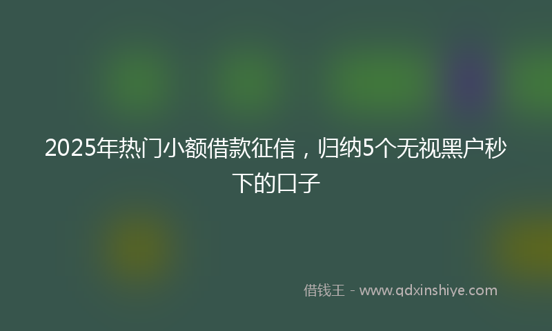 2025年热门小额借款征信，归纳5个无视黑户秒下的口子