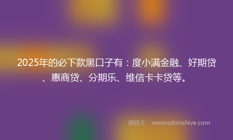 2025年的必下款黑口子有：度小满金融、好期贷、惠商贷、分期乐、维信卡卡贷等。